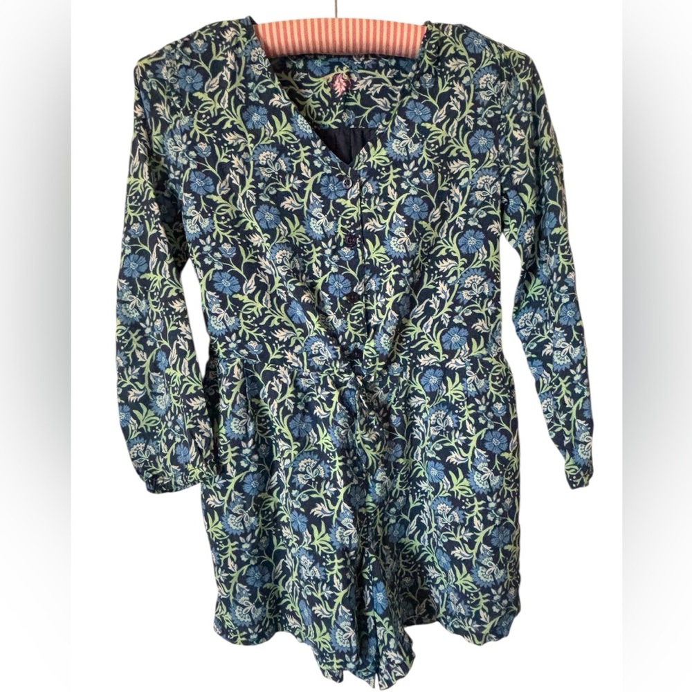 Vineyard Vines Blue and Green Floral Romper